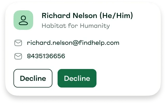 Client contact card