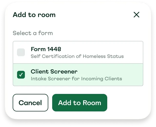 Add to room dialog