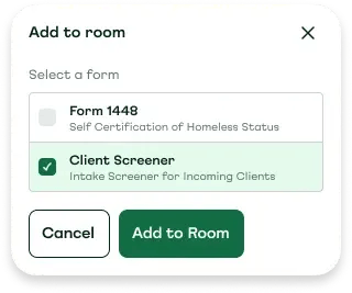 Add to room dialog