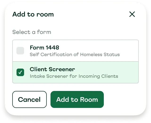 Add to room dialog