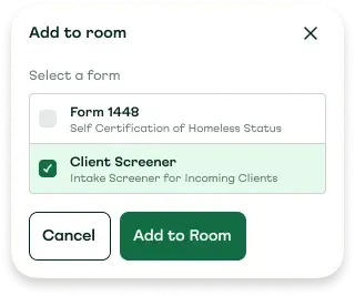 Add to room dialog